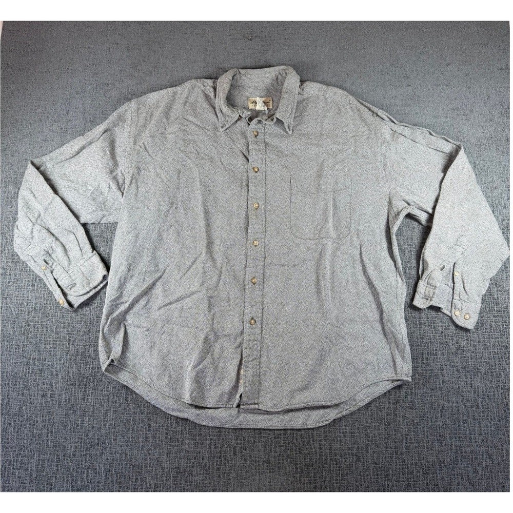 Eddie Bauer Mens XL Gray Textured Cotton Flannel Button Down Shirt Long Sleeve